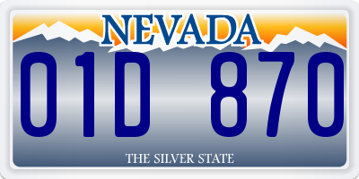 NV license plate 01D870