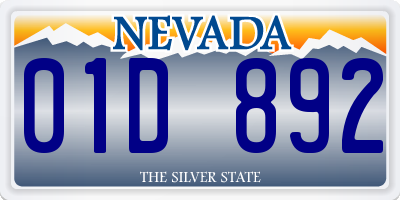 NV license plate 01D892