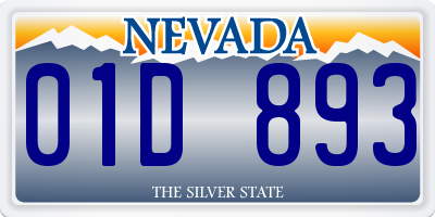 NV license plate 01D893