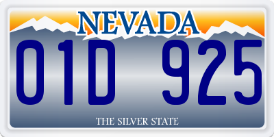 NV license plate 01D925