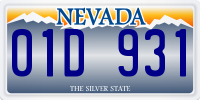 NV license plate 01D931