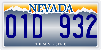 NV license plate 01D932