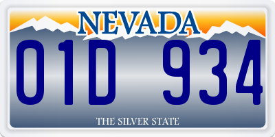 NV license plate 01D934