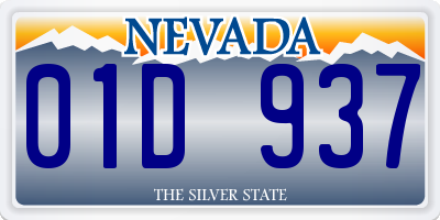 NV license plate 01D937