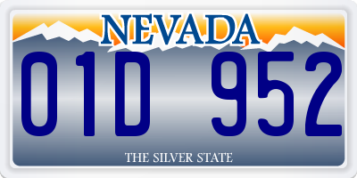 NV license plate 01D952