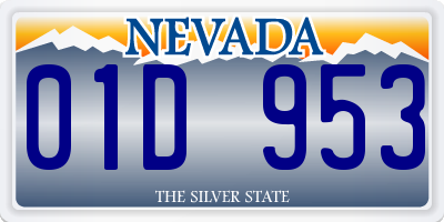 NV license plate 01D953