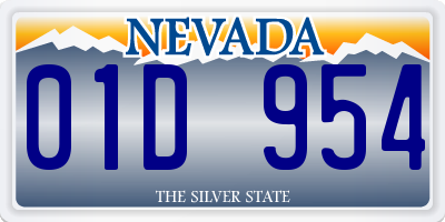 NV license plate 01D954