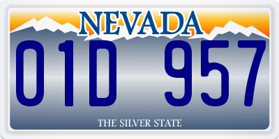 NV license plate 01D957