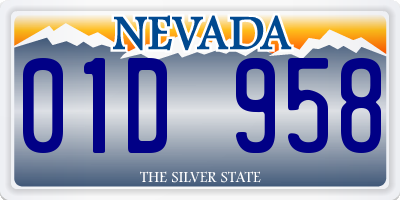 NV license plate 01D958