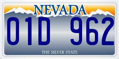 NV license plate 01D962