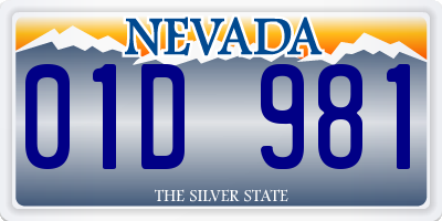 NV license plate 01D981