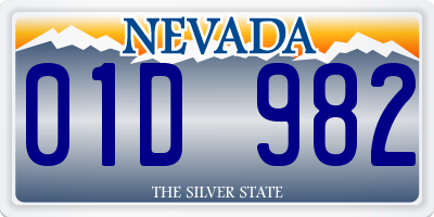 NV license plate 01D982