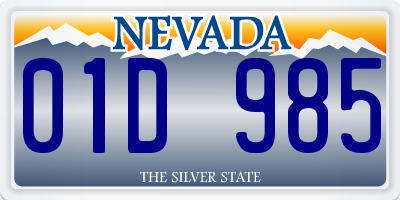 NV license plate 01D985