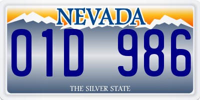 NV license plate 01D986