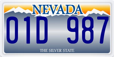 NV license plate 01D987