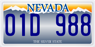 NV license plate 01D988