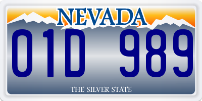 NV license plate 01D989