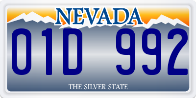 NV license plate 01D992