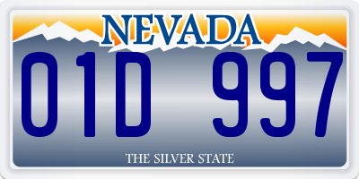 NV license plate 01D997