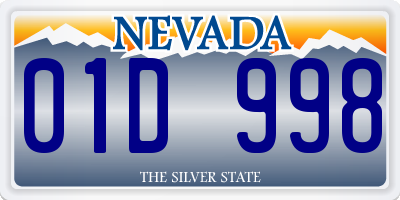 NV license plate 01D998