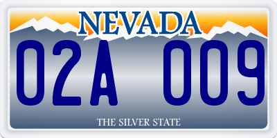 NV license plate 02A009