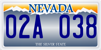 NV license plate 02A038