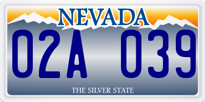 NV license plate 02A039