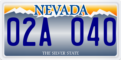 NV license plate 02A040