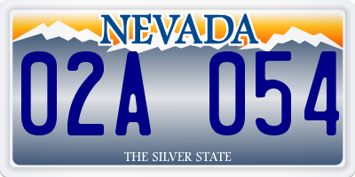 NV license plate 02A054