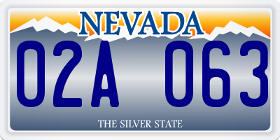 NV license plate 02A063