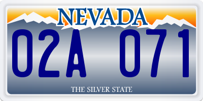 NV license plate 02A071