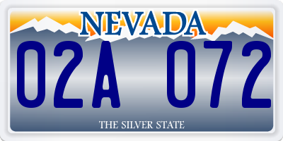 NV license plate 02A072