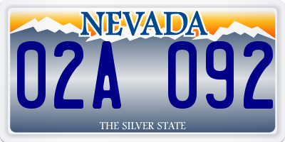 NV license plate 02A092