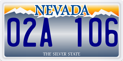 NV license plate 02A106