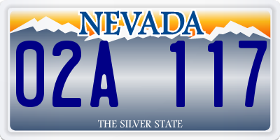 NV license plate 02A117