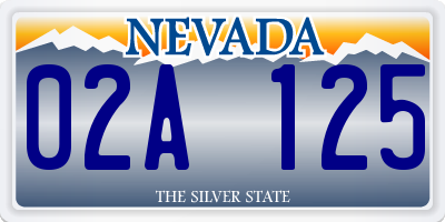 NV license plate 02A125