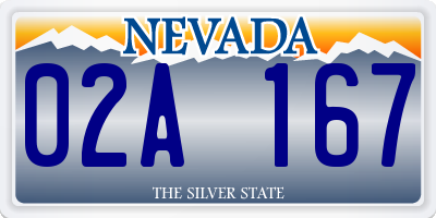 NV license plate 02A167