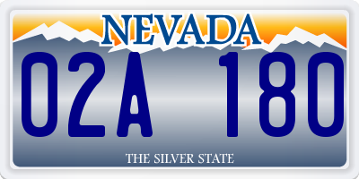 NV license plate 02A180