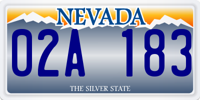 NV license plate 02A183