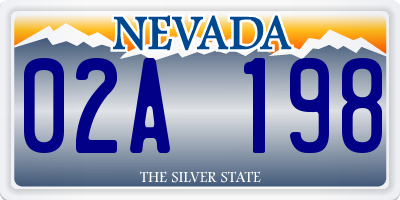 NV license plate 02A198