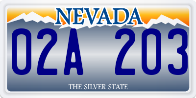 NV license plate 02A203