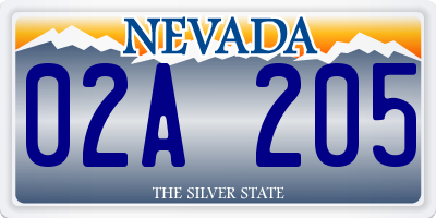 NV license plate 02A205