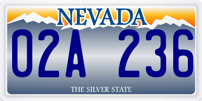 NV license plate 02A236