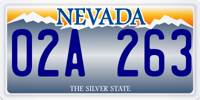 NV license plate 02A263