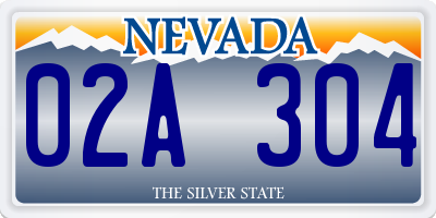 NV license plate 02A304