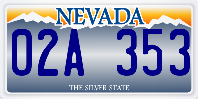 NV license plate 02A353