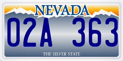 NV license plate 02A363