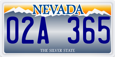 NV license plate 02A365