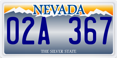 NV license plate 02A367