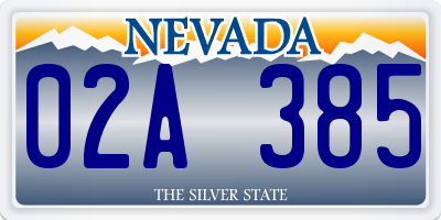 NV license plate 02A385